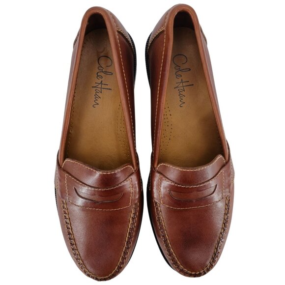 Cole Haan Douglas Mens 10.5 Saddle Tan Leather Dress Shoes Classic Penny Loafers - Picture 9 of 15